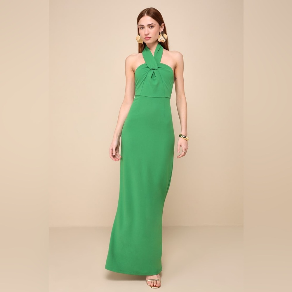 Lulu's Green Halter Maxi Dress